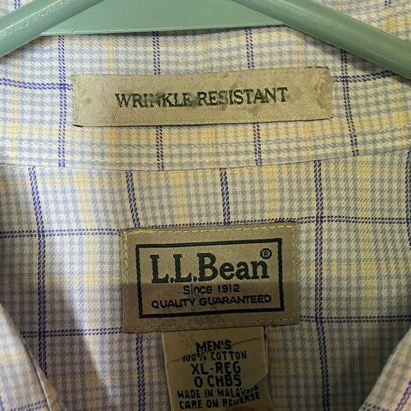 LL Bean Mens Wrinkle Resistant Short Sleeve Button Down Shirt SZ XL - Picture 5 of 7